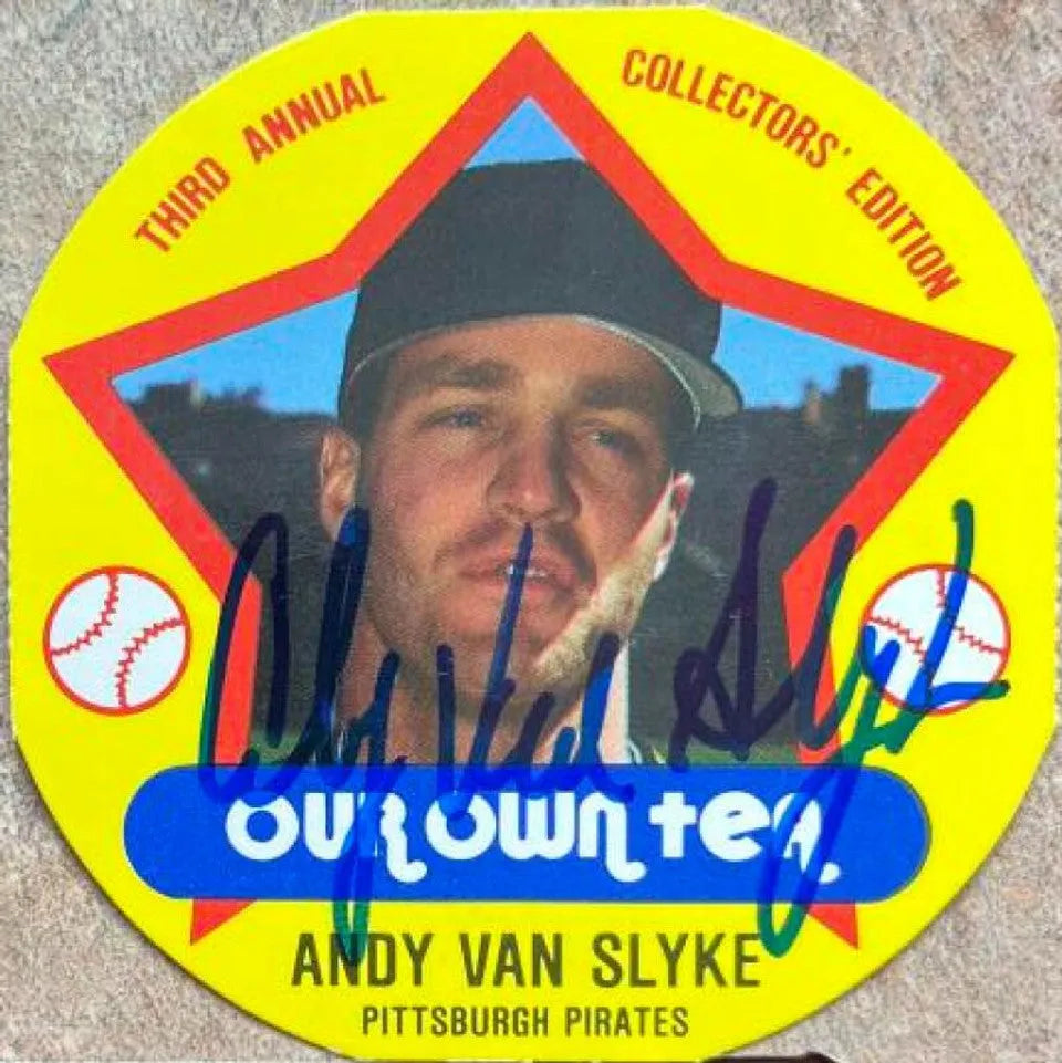 Andy Van Slyke Signed 1989 Our Own Tea Discs Baseball Card - Pittsburgh Pirates