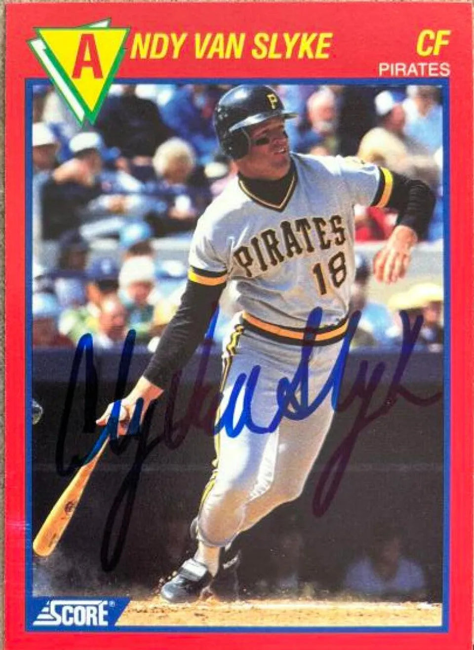 Andy Van Slyke Signed 1989 Score 100 Hottest Players Baseball Card - Pittsburgh Pirates