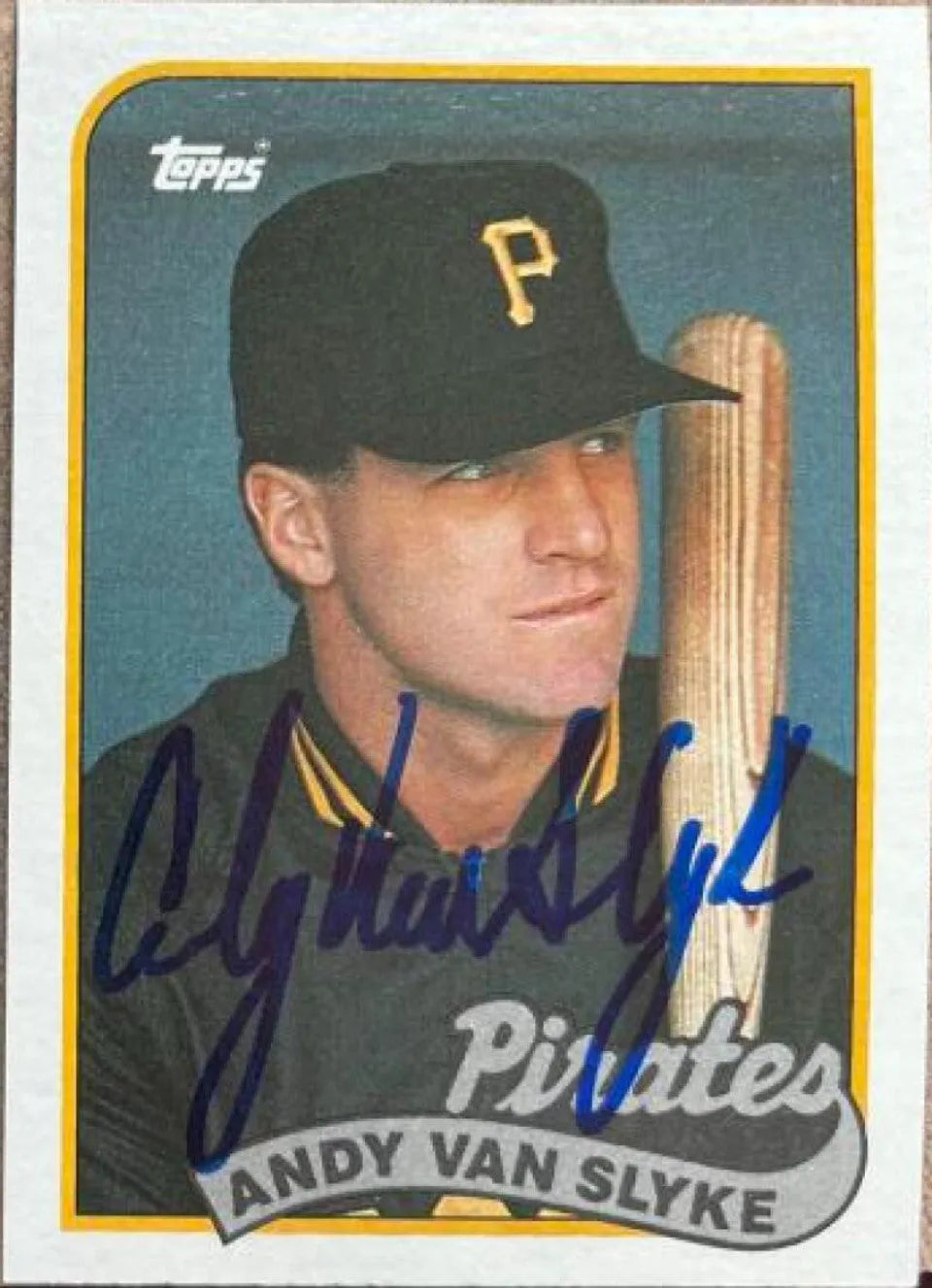 Andy Van Slyke Signed 1989 Topps Baseball Card - Pittsburgh Pirates #350