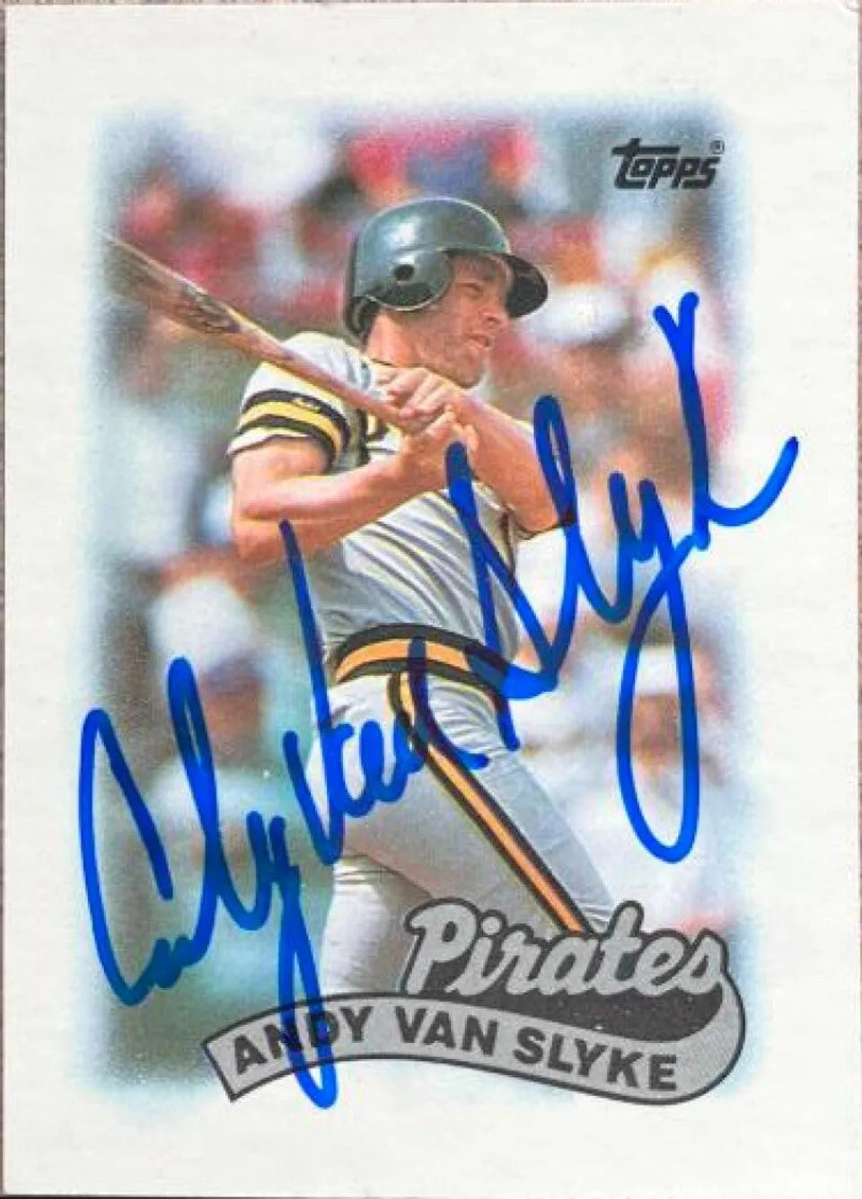 Andy Van Slyke Signed 1989 Topps Major League Leader Mini Baseball Card - Pittsburgh Pirates