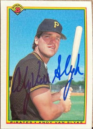 Andy Van Slyke Signed 1990 Bowman Baseball Card - Pittsburgh Pirates