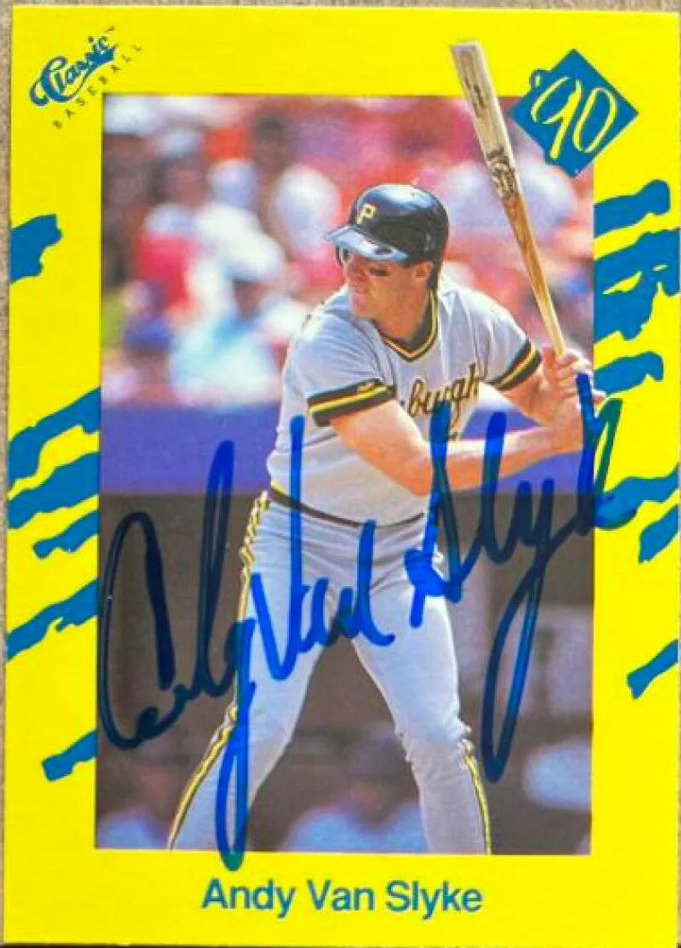 Andy Van Slyke Signed 1990 Classic Yellow Baseball Card - Pittsburgh Pirates