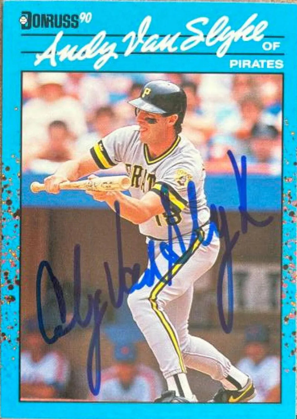 Andy Van Slyke Signed 1990 Donruss Best of NL Baseball Card - Pittsburgh Pirates