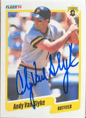 Andy Van Slyke Signed 1990 Fleer Baseball Card - Pittsburgh Pirates