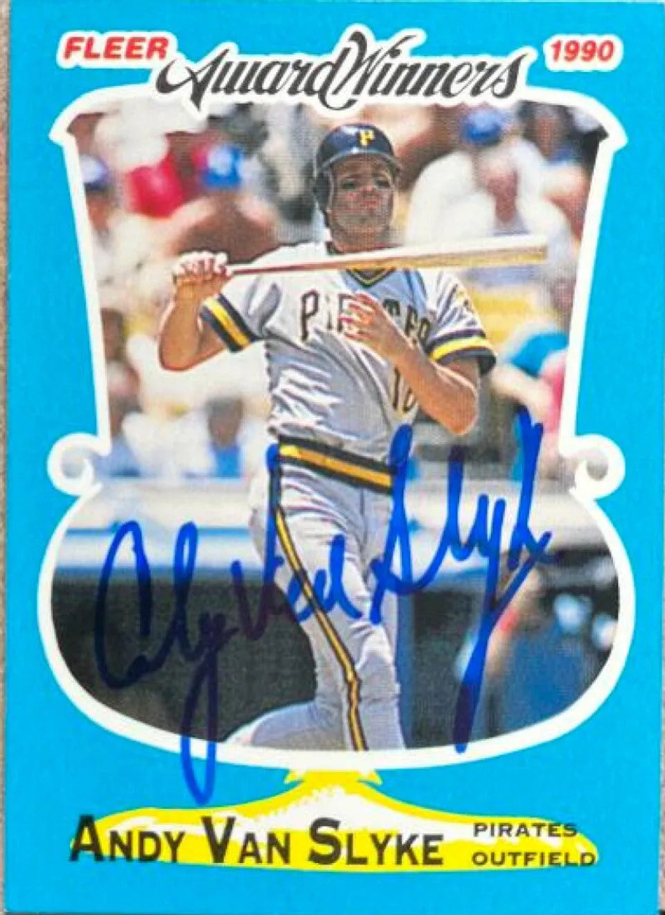 Andy Van Slyke Signed 1990 Fleer Award Winners Baseball Card - Pittsburgh Pirates