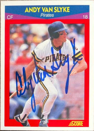 Andy Van Slyke Signed 1990 Score 100 Superstars Baseball Card - Pittsburgh Pirates