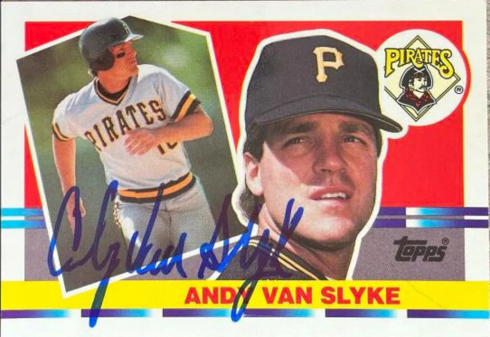 Andy Van Slyke Signed 1990 Topps Big Baseball Card - Pittsburgh Pirates