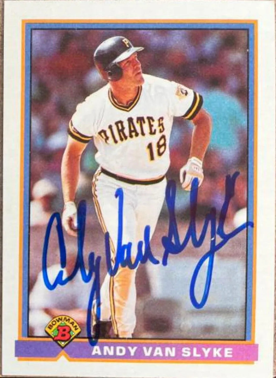 Andy Van Slyke Signed 1991 Bowman Baseball Card - Pittsburgh Pirates