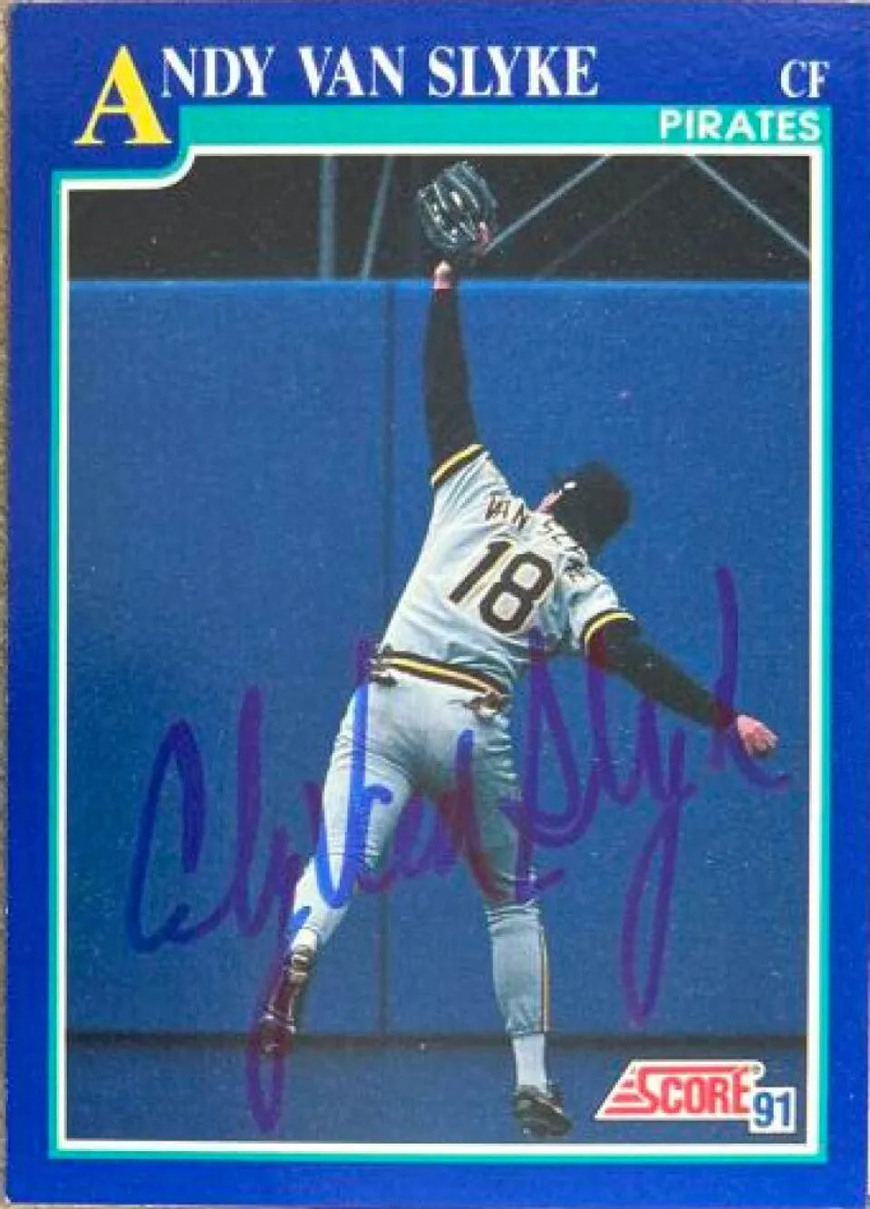 Andy Van Slyke Signed 1991 Score Baseball Card - Pittsburgh Pirates #475