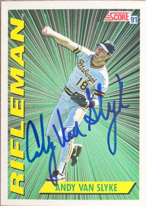 Andy Van Slyke Signed 1991 Score Baseball Card - Pittsburgh Pirates #698