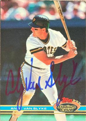 Andy Van Slyke Signed 1991 Stadium Club Baseball Card - Pittsburgh Pirates