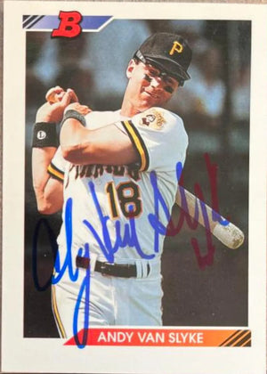 Andy Van Slyke Signed 1992 Bowman Baseball Card - Pittsburgh Pirates