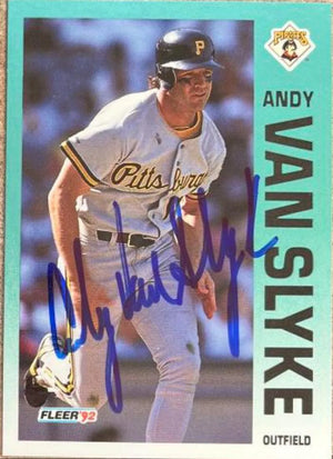 Andy Van Slyke Signed 1992 Fleer Baseball Card - Pittsburgh Pirates