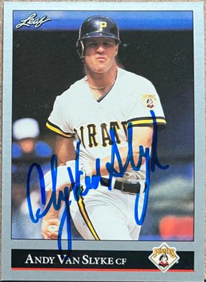 Andy Van Slyke Signed 1992 Leaf Baseball Card - Pittsburgh Pirates