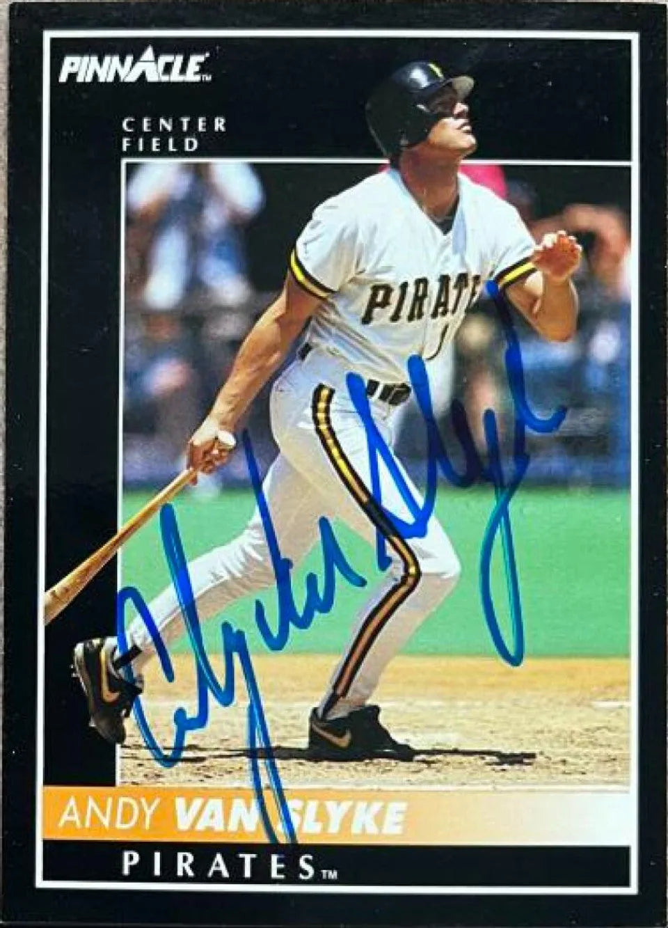 Andy Van Slyke Signed 1992 Pinnacle Baseball Card - Pittsburgh Pirates