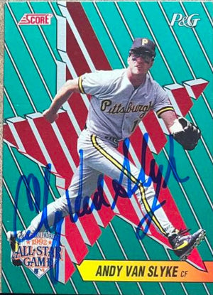 Andy Van Slyke Signed 1992 Score Procter & Gamble Baseball Card - Pittsburgh Pirates