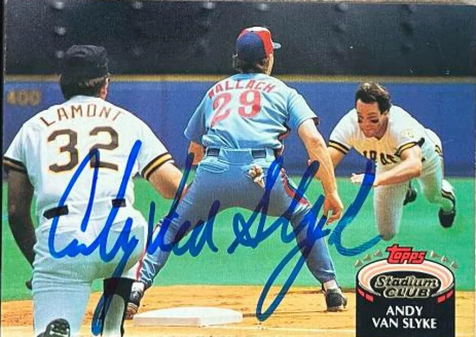 Andy Van Slyke Signed 1992 Stadium Club Baseball Card - Pittsburgh Pirates