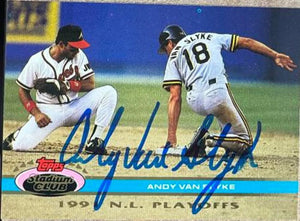 Andy Van Slyke Signed 1992 Stadium Club Dome Baseball Card - Pittsburgh Pirates