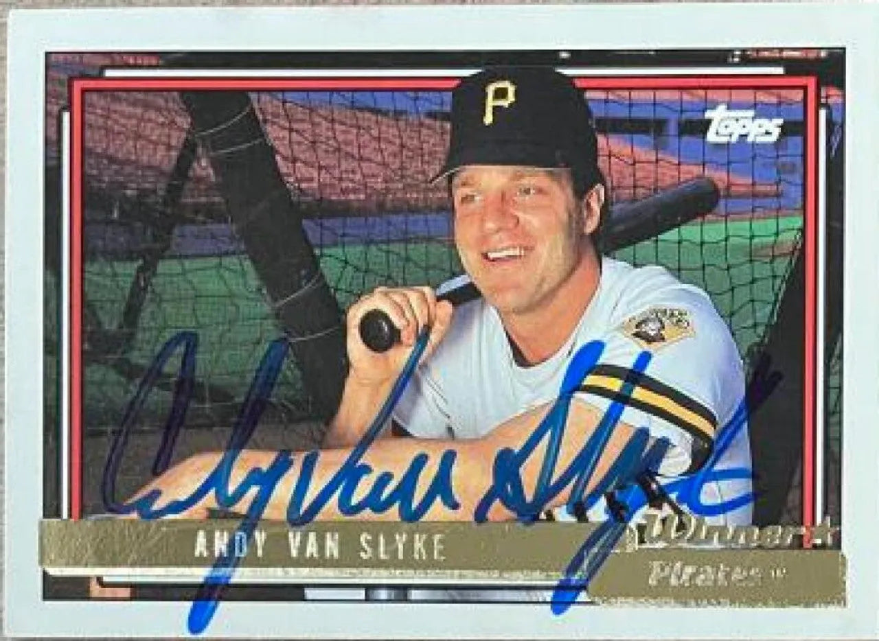 Andy Van Slyke Signed 1992 Topps Gold Winner Baseball Card - Pittsburgh Pirates