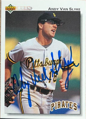 Andy Van Slyke Signed 1992 Upper Deck Baseball Card - Pittsburgh Pirates #132