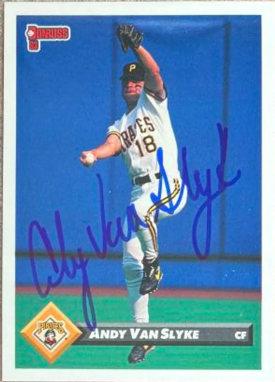 Andy Van Slyke Signed 1993 Donruss Baseball Card - Pittsburgh Pirates