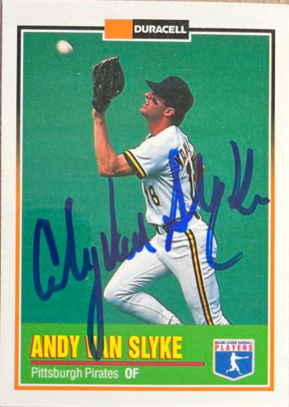 Andy Van Slyke Signed 1993 Duracell Power Players Baseball Card - Pittsburgh Pirates