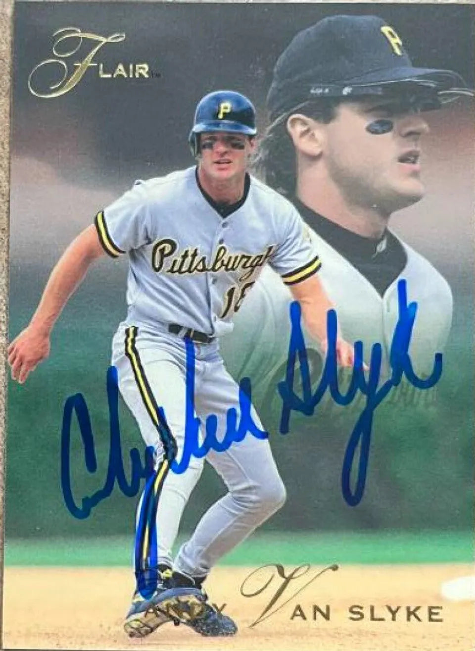 Andy Van Slyke Signed 1993 Flair Baseball Card - Pittsburgh Pirates