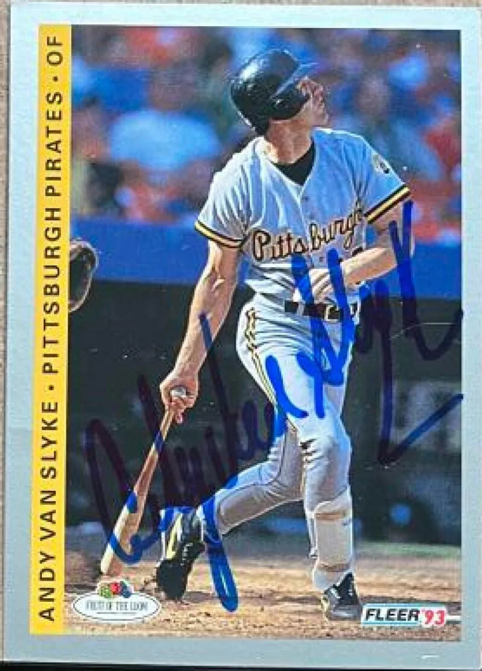 Andy Van Slyke Signed 1993 Fleer Fruit of the Loom Baseball Card - Pittsburgh Pirates