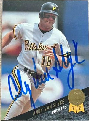 Andy Van Slyke Signed 1993 Leaf Baseball Card - Pittsburgh Pirates