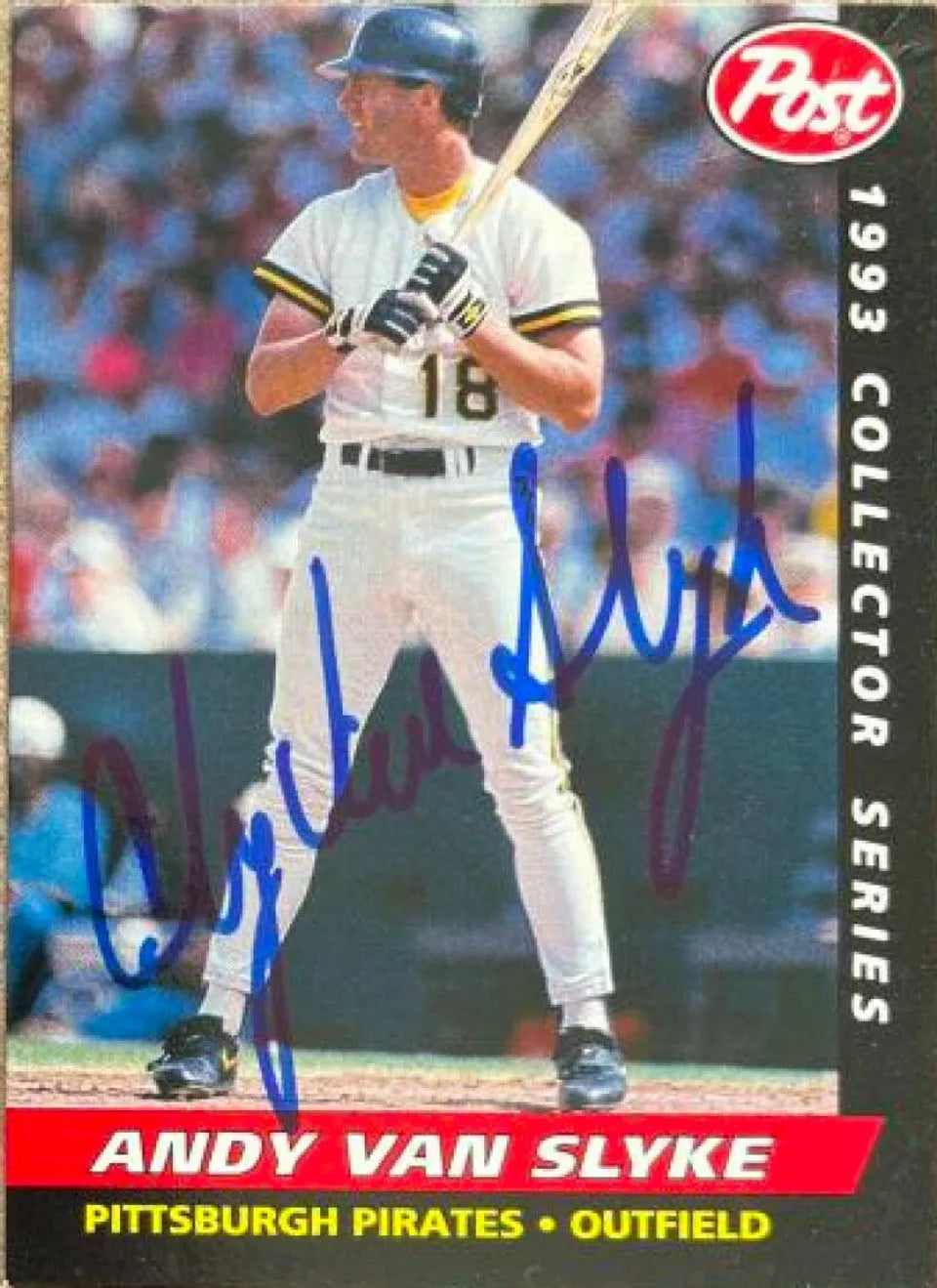 Andy Van Slyke Signed 1993 Post Cereal Baseball Card - Pittsburgh Pirates