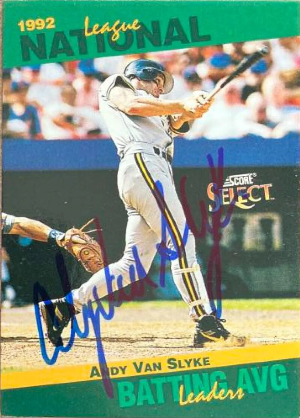 Andy Van Slyke Signed 1993 Score Select Stat Leaders Baseball Card - Pittsburgh Pirates #5