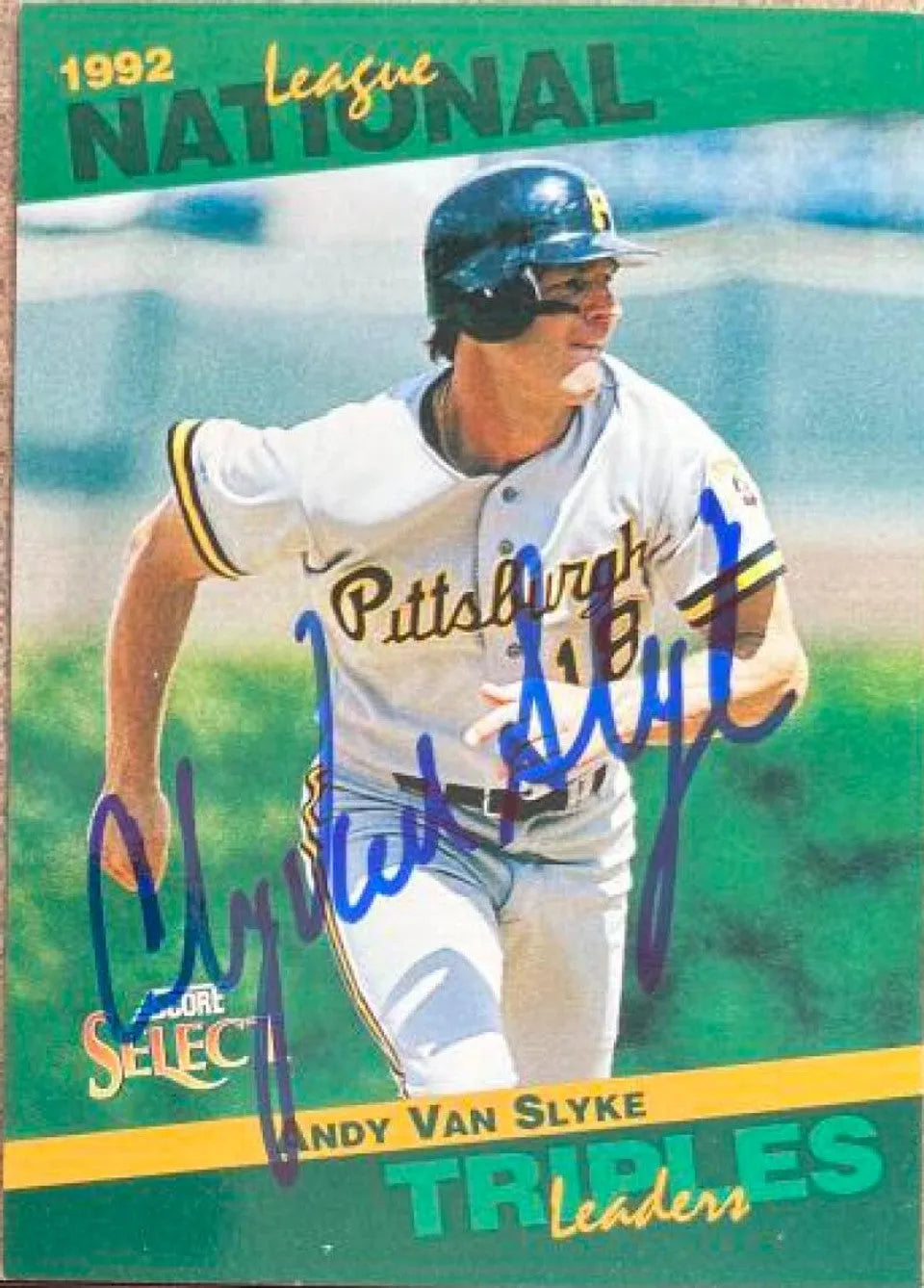 Andy Van Slyke Signed 1993 Score Select Stat Leaders Baseball Card - Pittsburgh Pirates #24