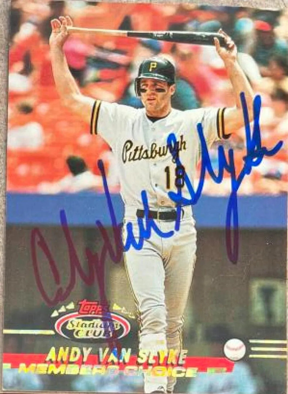 Andy Van Slyke Signed 1993 Stadium Club Baseball Card - Pittsburgh Pirates #294