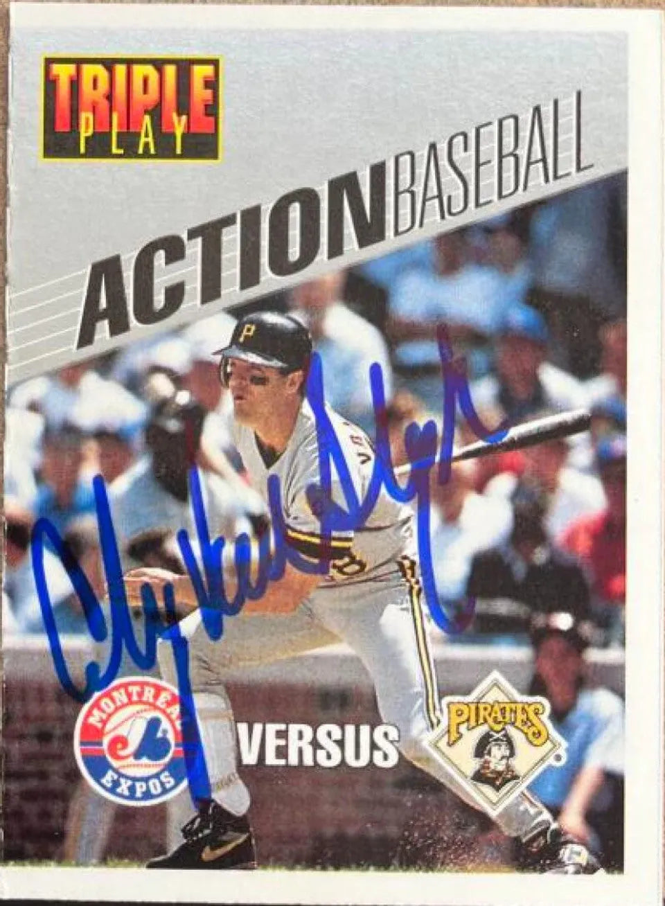 Andy Van Slyke Signed 1993 Triple Play Action Baseball Card - Pittsburgh Pirates