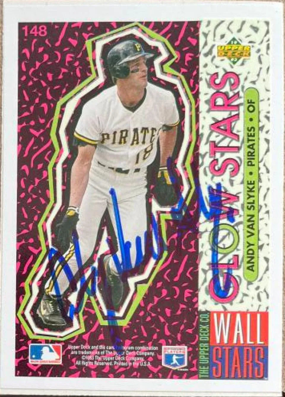 Andy Van Slyke Signed 1993 Upper Deck Fun Pack Baseball Card - Pittsburgh Pirates #148