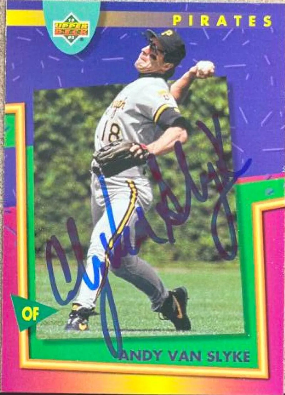 Andy Van Slyke Signed 1993 Upper Deck Fun Pack Baseball Card - Pittsburgh Pirates #151