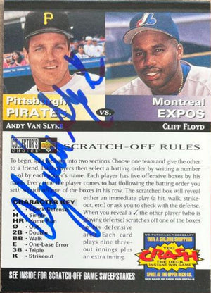 Andy Van Slyke Signed 1994 Collector's Choice You Crash the Deck Game Baseball Card - Pittsburgh Pirates