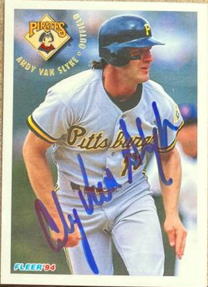 Andy Van Slyke Signed 1994 Fleer Baseball Card - Pittsburgh Pirates