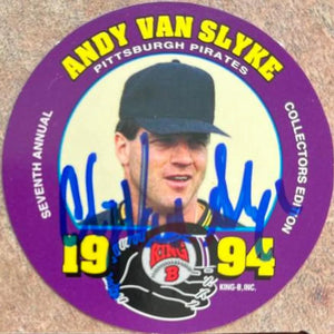 Andy Van Slyke Signed 1994 King B Discs Baseball Card - Pittsburgh Pirates