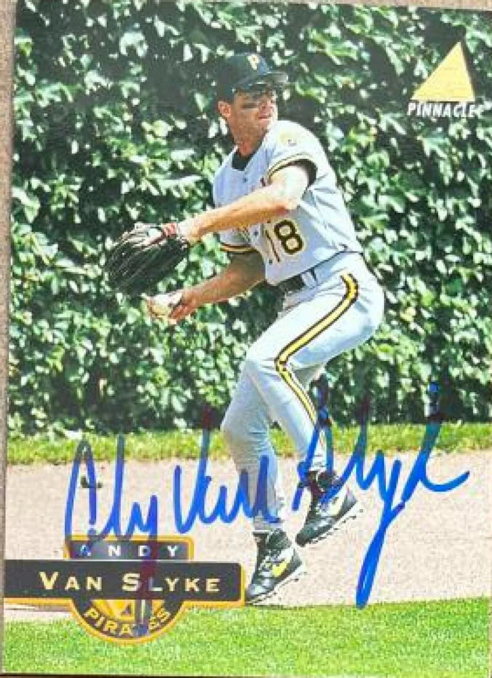 Andy Van Slyke Signed 1994 Pinnacle Baseball Card - Pittsburgh Pirates