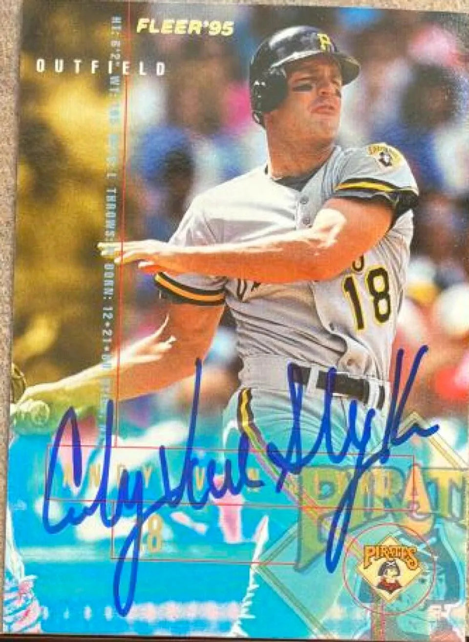 Andy Van Slyke Signed 1995 Fleer Baseball Card - Pittsburgh Pirates