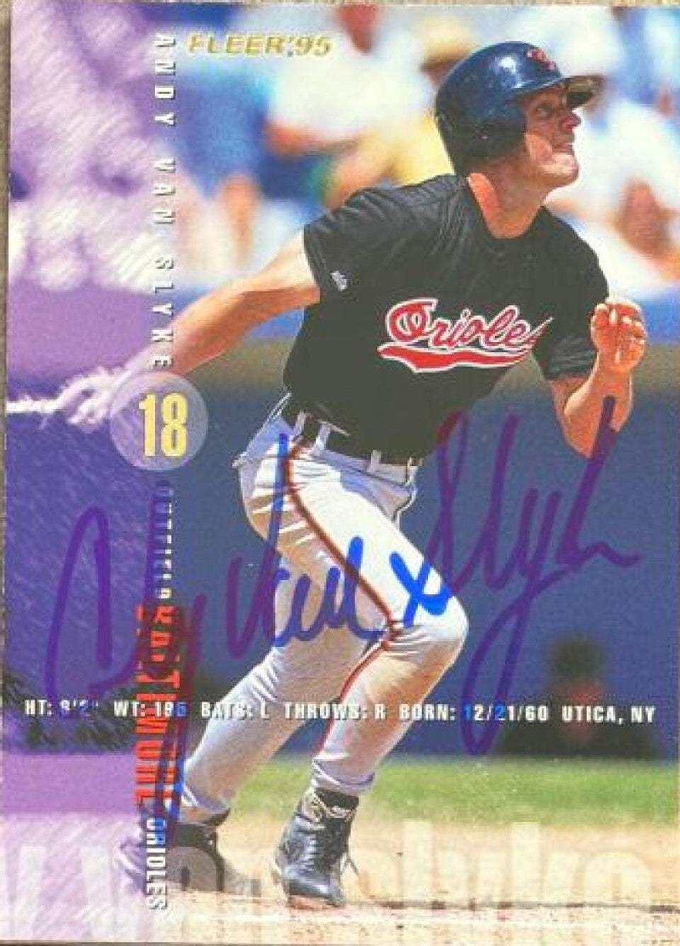 Andy Van Slyke Signed 1995 Fleer Update Baseball Card - Baltimore Orioles