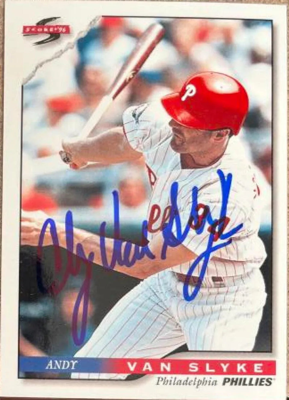 Andy Van Slyke Signed 1996 Score Baseball Card - Philadelphia Phillies