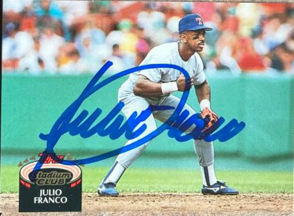 Julio Franco Signed 1992 Stadium Club Baseball Card - Texas Rangers