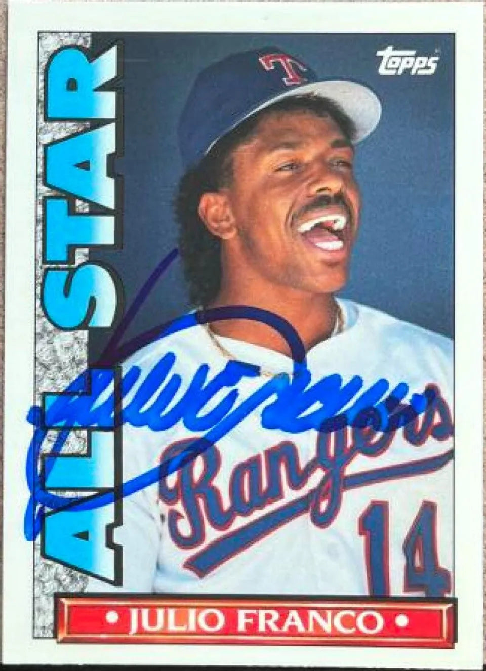 Julio Franco Signed 1990 Topps TV All-Stars Baseball Card - Texas Rangers