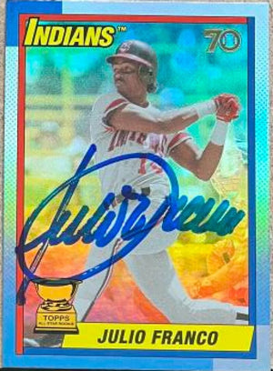 Julio Franco Signed 2021 Topps Chrome Platinum Anniversary Baseball Card - Cleveland Indians