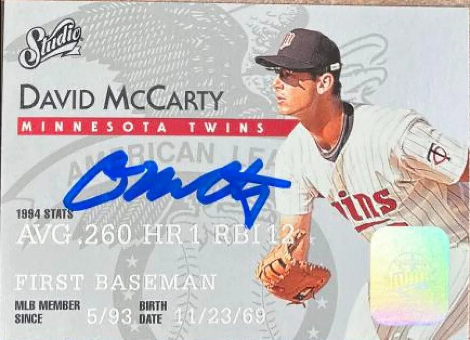 David McCarty Signed 1995 Studio Baseball Card - Minnesota Twins