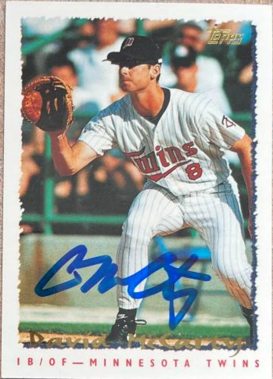 デビッド・マッカーティ サイン入り 1995 Topps ベースボールカード - ミネソタ ツインズ