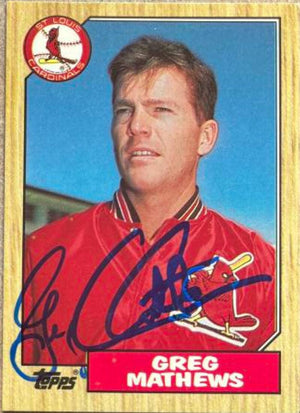 Greg Mathews Signed 1987 Topps Tiffany Baseball Card - St Louis Cardinals