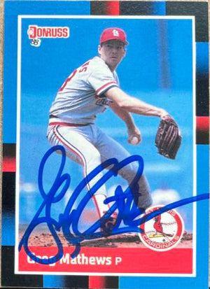 Greg Mathews Signed 1988 Donruss Baseball Card - St Louis Cardinals